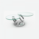 Table basse double plateaux pivotants en verre - Delta